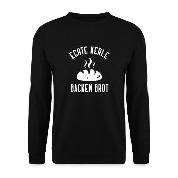 Bäcker Echte Kerle Backen Brot Brotliebhaber Brote - Unisex Pullover - Schwarz - Vorne - Alina (178cm) & Michal (187cm)