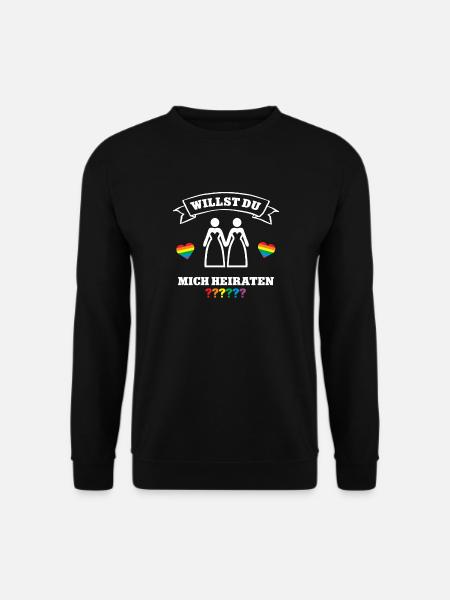 Antrag Hochzeit LGBTQ Willst Du mich Heiraten - Unisex Pullover - Schwarz