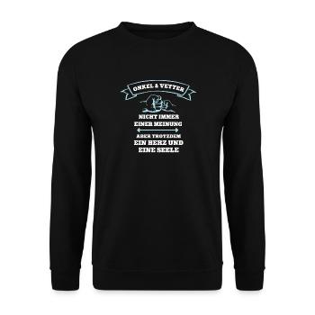 Team Onkel und Vetter Partnerlook Familie Cousin - Unisex Pullover - Schwarz - Vorne - Alina (178cm) & Michal (187cm)