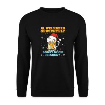 Wichteln Weihnachten Feier Party Weihnachtsfeier - Unisex Pullover - Schwarz - Vorne - Alina (178cm) & Michal (187cm)
