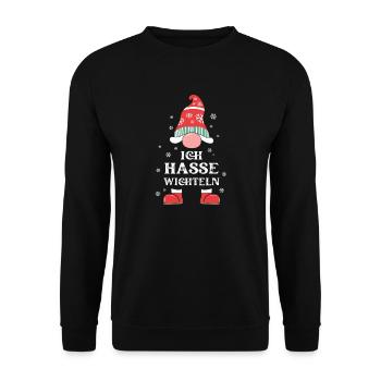 Wichteln Weihnachten Weihnachtsmuffel Gnom Wichtel - Unisex Pullover - Schwarz - Vorne - Alina (178cm) & Michal (187cm)