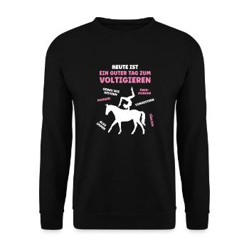 Heute Ist Ein Guter Tag Zum Voltigieren Volti Girl - Unisex Pullover - Schwarz - Vorne - Alina (178cm) & Michal (187cm)
