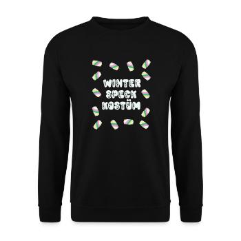 Winterspeck Karneval Kostüm Dicker Bauch Fasching - Unisex Pullover - Schwarz - Vorne - Alina (178cm) & Michal (187cm)