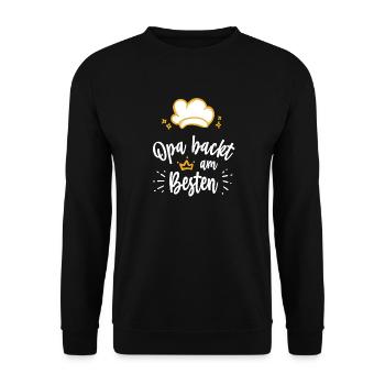 Opa Bäcker obbybäcker Großvater Hobby Backen Opi - Unisex Pullover - Schwarz - Vorne - Alina (178cm) & Michal (187cm)