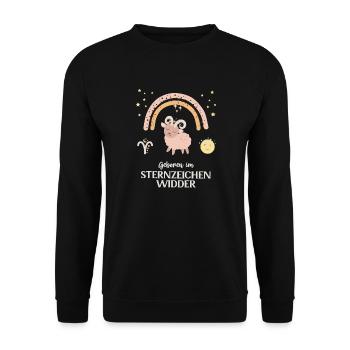 Widder Sternzeichen Geburtstag Sternenbild Widders - Unisex Pullover - Schwarz - Vorne - Alina (178cm) & Michal (187cm)