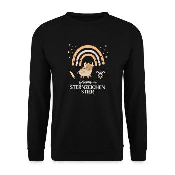 Stier Sternzeichen Geburtstag Tierkreiszeichen - Unisex Pullover - Schwarz - Vorne - Alina (178cm) & Michal (187cm)