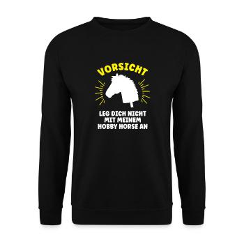 Hobby Horse Pferde Hobbyhorse Reiter Horses - Unisex Pullover - Schwarz - Vorne - Alina (178cm) & Michal (187cm)