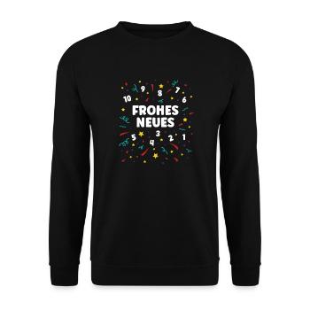 Frohes Neues Jahr Neujahr Konfetti Silvester Party - Unisex Pullover - Schwarz - Vorne - Alina (178cm) & Michal (187cm)