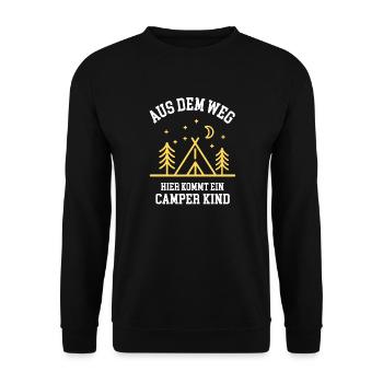 Camping Aus Dem Weg Hier Kommt Ein Camper Kind - Unisex Pullover - Schwarz - Vorne - Alina (178cm) & Michal (187cm)