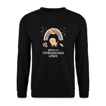 Löwe Sternzeichen Geburtstag Sternenbild Löwen - Unisex Pullover - Schwarz - Vorne - Alina (178cm) & Michal (187cm)
