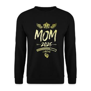 Mama 2025 Loading Mom Spruch - Unisex Pullover - Schwarz - Vorne - Alina (178cm) & Michal (187cm)