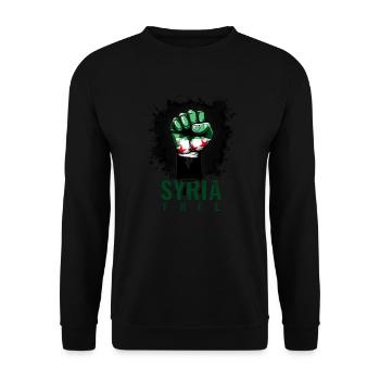 Free Syria Freies Syrien Hand Frauen - Unisex Pullover - Schwarz - Vorne - Alina (178cm) & Michal (187cm)