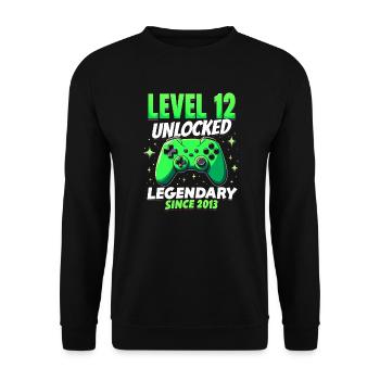 Level 12 Birthday Young Gamer Funny 2013 - Unisex Sweatshirt - black - Front - Alina (178cm) & Michal (187cm)