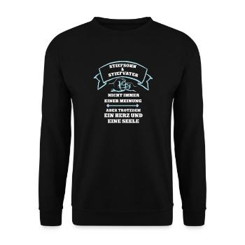 Team Stiefsohn Stiefvater Vater Sohn Partnerlook - Unisex Pullover - Schwarz - Vorne - Alina (178cm) & Michal (187cm)