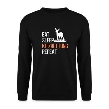 Kitzrettung Kitzretter Rehkitz Retten Tierretter - Unisex Pullover - Schwarz - Vorne - Alina (178cm) & Michal (187cm)