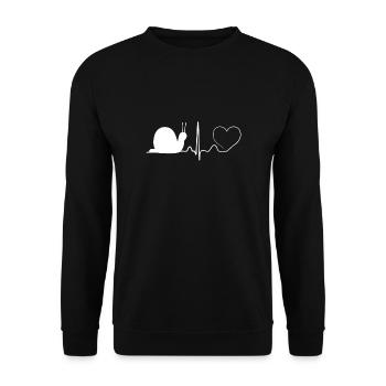 L'amour des escargots est une affaire de coeur - le coeur des escargots - Sweat-shirt Unisexe - noir - Devant - Alina (178cm) & Michal (187cm)