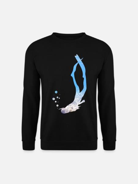 Taucher tauchen Apnoe Sporttaucher Wasser Meer - Unisex Pullover - Schwarz