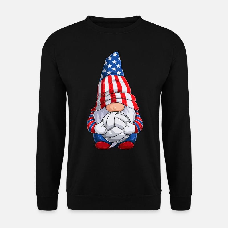 Gnome mit Volleyball oder Beachvolleyball - Unisex Pullover - Schwarz