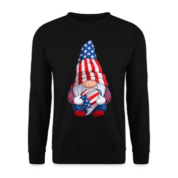 Patriotic Football Gnome 4th of July US Flag - Unisex Sweatshirt - black - Front - Alina (178cm) & Michal (187cm)