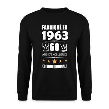 Vintage 1963 60Ans Anniversaire Cadeau Homme Femme - Sweat-shirt Unisexe - noir - Devant - Alina (178cm) & Michal (187cm)