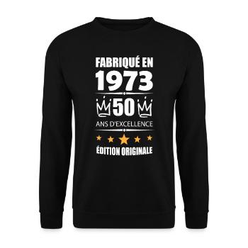 Vintage 1973 50Ans Anniversaire Cadeau Homme Femme - Sweat-shirt Unisexe - noir - Devant - Alina (178cm) & Michal (187cm)
