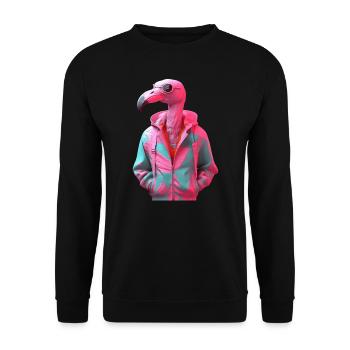 Flamant rose avec lunettes de soleil Colorful Cool Flamants roses - Sweat-shirt Unisexe - noir - Devant - Alina (178cm) & Michal (187cm)
