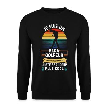 Father's Day T-shirt - Cool Golfer Dad - Unisex Sweatshirt - black - Front - Alina (178cm) & Michal (187cm)