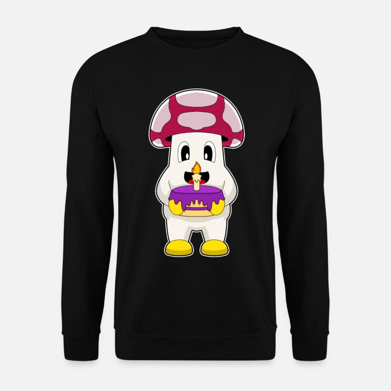 Mushroom Birthday Candle Cake - Unisex Sweatshirt - black