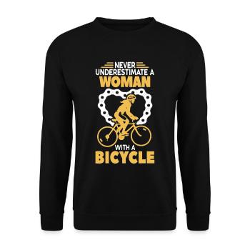 Frau Fahrrad bike Spruch Radsport - Unisex Pullover - Schwarz - Vorne - Alina (178cm) & Michal (187cm)