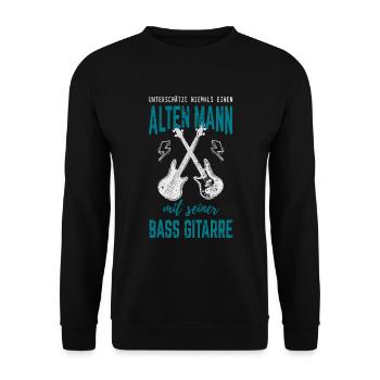 Bassist Opa - Unisex Pullover - Schwarz - Vorne - Alina (178cm) & Michal (187cm)