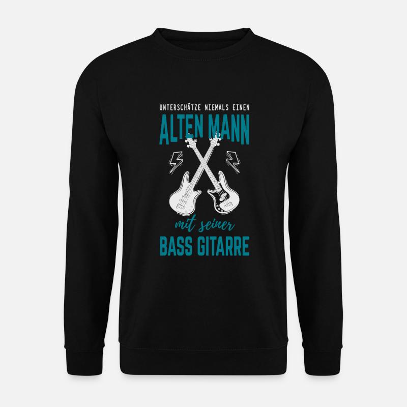 Alter Mann mit Bass Gitarre Bassist - Unisex Pullover - Schwarz