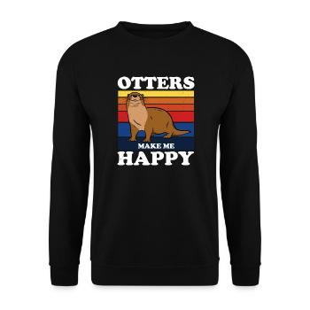 Otters Make Me Happy Lustiger Otter Spruch - Unisex Pullover - Schwarz - Vorne - Alina (178cm) & Michal (187cm)