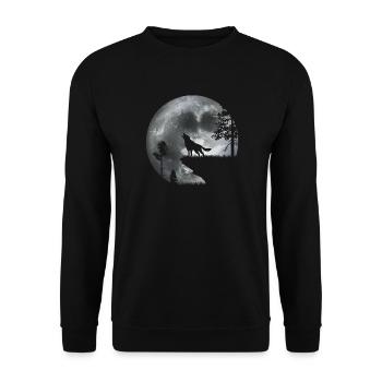 Loup au clair de lune - Sweat-shirt Unisexe - noir - Devant - Alina (178cm) & Michal (187cm)