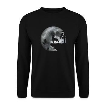 Cerf au clair de lune - Sweat-shirt Unisexe - noir - Devant - Alina (178cm) & Michal (187cm)