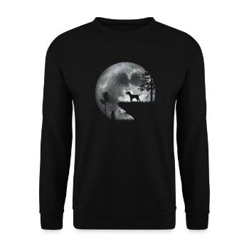 Dog in the moonlight - Unisex Sweatshirt - black - Front - Alina (178cm) & Michal (187cm)