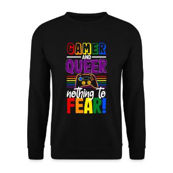 Gamer and queer, nothing to fear! - Unisex Pullover - Schwarz - Vorne - Alina (178cm) & Michal (187cm)