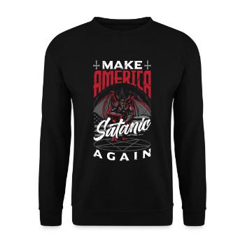 Satan Make America Satanic Again Occult - Unisex Sweatshirt - black - Front - Alina (178cm) & Michal (187cm)