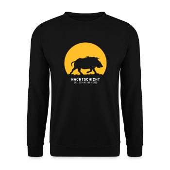 Nachtschicht bei Schweinemond! Jäger Shirt Jaeger - Unisex Pullover - Schwarz - Vorne - Alina (178cm) & Michal (187cm)