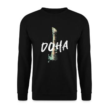 Sheikh Khalifa Stadion, Doha - Unisex Pullover - Schwarz - Vorne - Alina (178cm) & Michal (187cm)