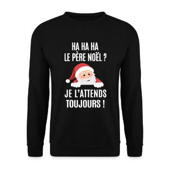 Santa Claus Humor Christmas Sweater - Unisex Sweatshirt - black - Front - Alina (178cm) & Michal (187cm)
