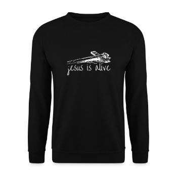 Jesus is alive - White - Unisex Sweatshirt - black - Front - Alina (178cm) & Michal (187cm)