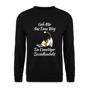 Katze Kater Katzen - Unisex Pullover - Schwarz - Vorne - Alina (178cm) & Michal (187cm)