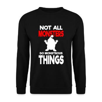 Monster Familie Kleiner Bruder - Unisex Pullover - Schwarz - Vorne - Alina (178cm) & Michal (187cm)