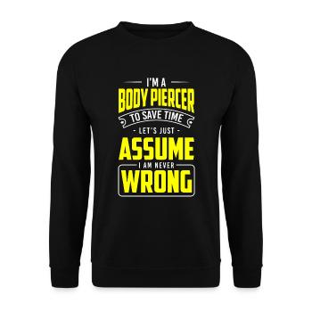 Piercing Tattoo Ring - Unisex Sweatshirt - black - Front - Alina (178cm) & Michal (187cm)