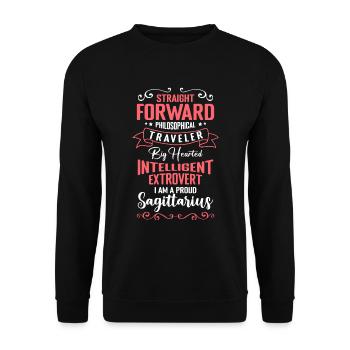 Schütze Astrologie Tierkreis Sternbild - Unisex Pullover - Schwarz - Vorne - Alina (178cm) & Michal (187cm)