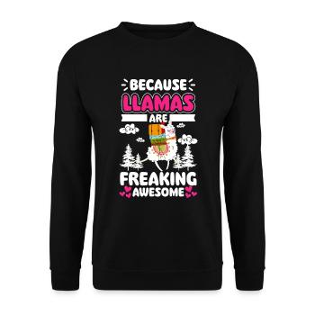 Lama Laine animale de ferme - Sweat-shirt Unisexe - noir - Devant - Alina (178cm) & Michal (187cm)