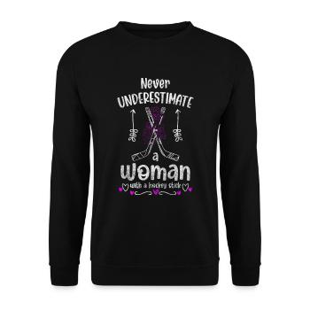 Eishockey Team Spieler Schlittschuh - Unisex Pullover - Schwarz - Vorne - Alina (178cm) & Michal (187cm)