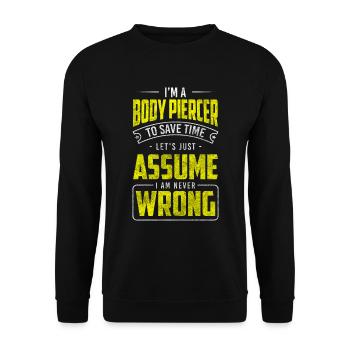 Künstler Kunst Piercingstudio Stecker - Unisex Pullover - Schwarz - Vorne - Alina (178cm) & Michal (187cm)