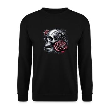 Ein Tanz zwischen Schädel und Rosen - Unisex Pullover - Schwarz - Vorne - Alina (178cm) & Michal (187cm)