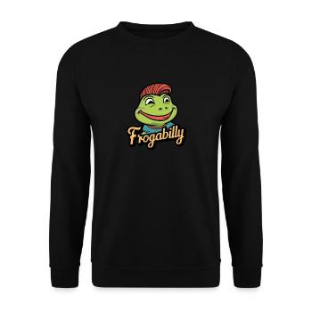 Cartoon Frog with a Rockabilly Haircut - Unisex Sweatshirt - black - Front - Alina (178cm) & Michal (187cm)